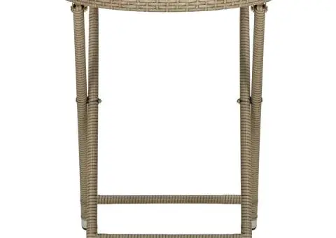 Masă de ceai, bej, 60 cm, poliratan și sticlă securizată - 3/5