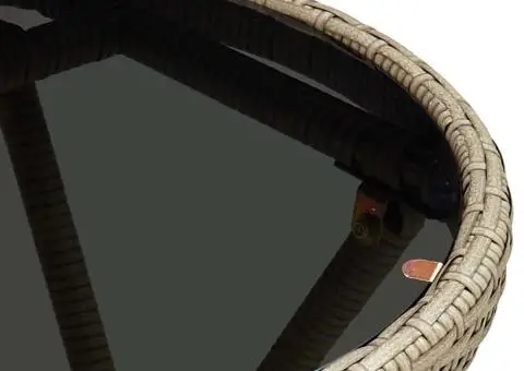 Masă de ceai, bej, 60 cm, poliratan și sticlă securizată - 5/5