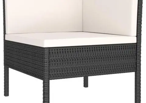 Set mobilier de grădină cu perne, 3 piese, negru, poliratan - 3/5
