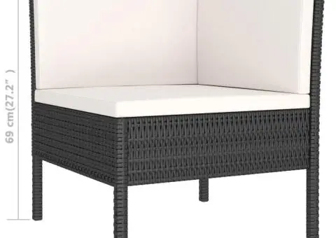 Set mobilier de grădină cu perne, 3 piese, negru, poliratan - 5/5