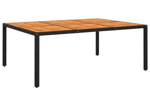 Masă de grădină, negru, 200x150x75cm, lemn de acacia/poliratan - 1/5