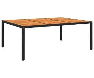 vidaXL Masă de grădină, negru, 200x150x75cm, lemn de acacia/poliratan