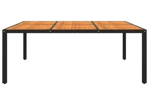 Masă de grădină, negru, 200x150x75cm, lemn de acacia/poliratan - 2/5