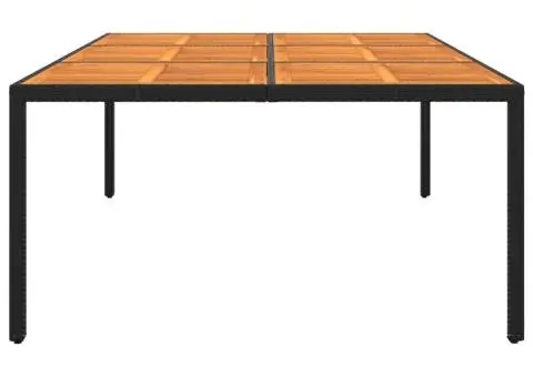 Masă de grădină, negru, 200x150x75cm, lemn de acacia/poliratan - 3/5