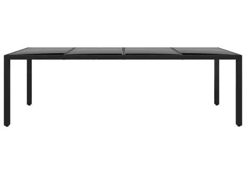Masă de grădină negru 250x100x75 cm sticlă securizată/poliratan - 2/5
