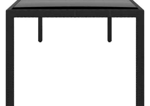 Masă de grădină negru 250x100x75 cm sticlă securizată/poliratan - 3/5