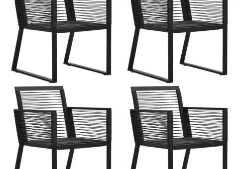 Scaune de grădină, 4 buc., funie ratan, negru - 1/5