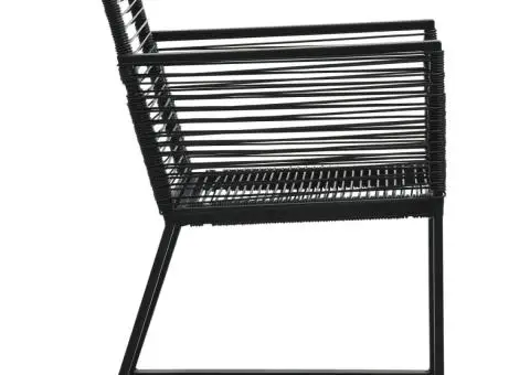 Scaune de grădină, 4 buc., funie ratan, negru - 4/5