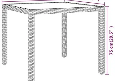 Masă de grădină, maro, 90x90x75 cm, poliratan - 5/5