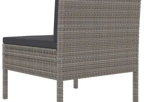 Scaune de grădină cu perne, 3 buc., gri, poliratan - 5/5