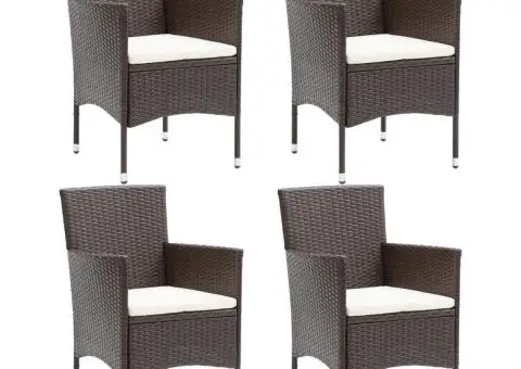 Scaune de masă pentru grădină, 4 buc., maro, poliratan - 1/5