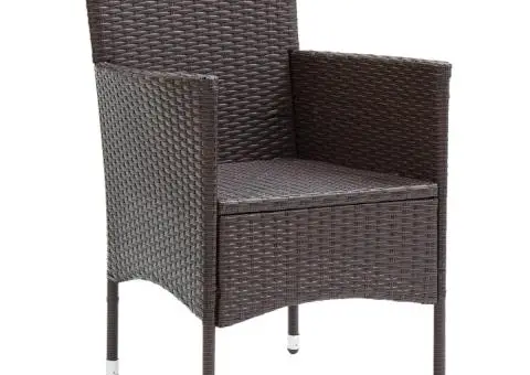 Scaune de masă pentru grădină, 4 buc., maro, poliratan - 3/5