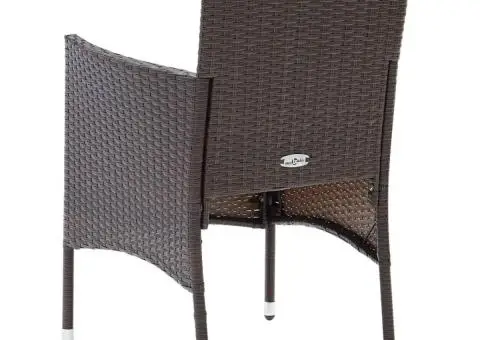 Scaune de masă pentru grădină, 4 buc., maro, poliratan - 5/5