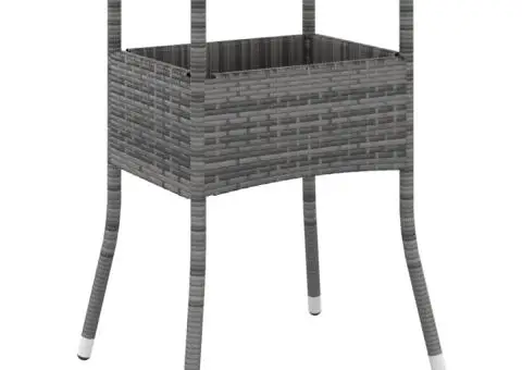 Masă de grădină, gri, Ø80x75cm, lemn de acacia/poliratan - 1/4