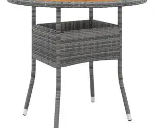 vidaXL Masă de grădină, gri, Ø80x75cm, lemn de acacia/poliratan