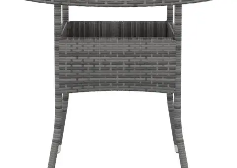 Masă de grădină, gri, Ø80x75cm, lemn de acacia/poliratan - 2/4