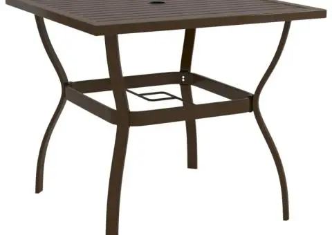 Masă de grădină, maro,81,5x81,5x72 cm, oțel - 1/5