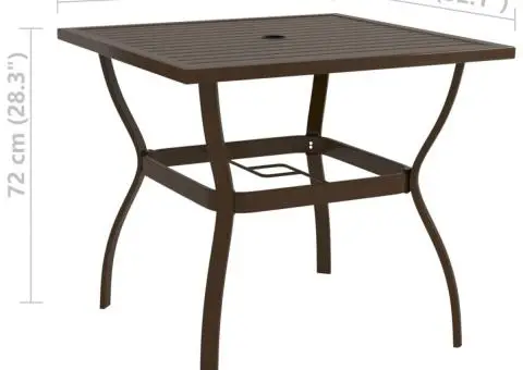 Masă de grădină, maro,81,5x81,5x72 cm, oțel - 5/5