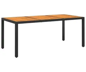 vidaXL Masă grădină, negru, 190x90x75cm, lemn de acacia/poliratan