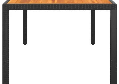 Masă grădină, negru, 190x90x75cm, lemn de acacia/poliratan - 3/5