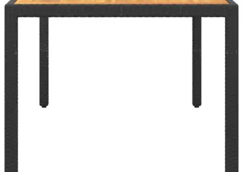 Masă de grădină, negru, 150x90x75 cm, lemn acacia și poliratan - 3/5