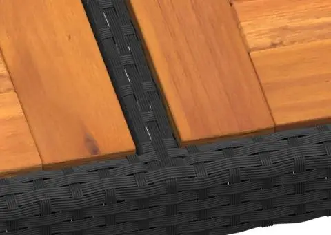 Masă de grădină, negru, 150x90x75 cm, lemn acacia și poliratan - 4/5