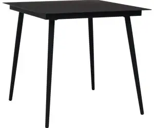 vidaXL Masă de grădină, negru, 80 x 80 x 74 cm, oțel și sticlă