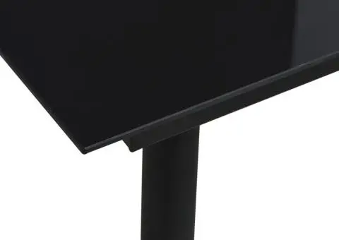 Masă de grădină, negru, 80 x 80 x 74 cm, oțel și sticlă - 3/4