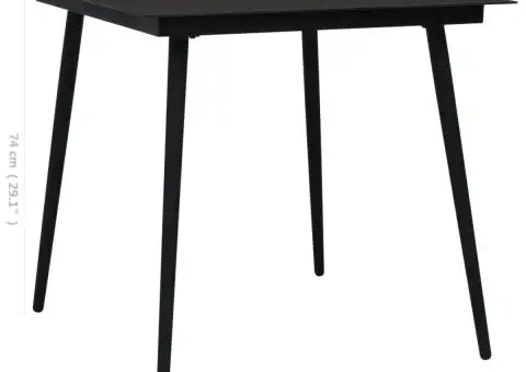 Masă de grădină, negru, 80 x 80 x 74 cm, oțel și sticlă - 4/4