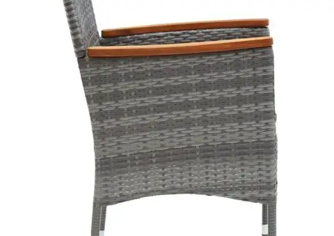 Scaune de masă pentru grădină, 4 buc., gri, poliratan - 4/5