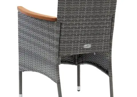 Scaune de masă pentru grădină, 4 buc., gri, poliratan - 5/5