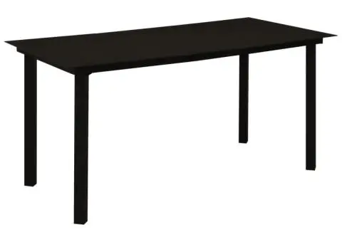Masă de grădină, negru, 150 x 80 x 74 cm, oțel și sticlă - 1/5