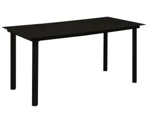 vidaXL Masă de grădină, negru, 150 x 80 x 74 cm, oțel și sticlă