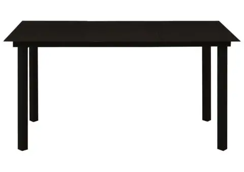 Masă de grădină, negru, 150 x 80 x 74 cm, oțel și sticlă - 2/5