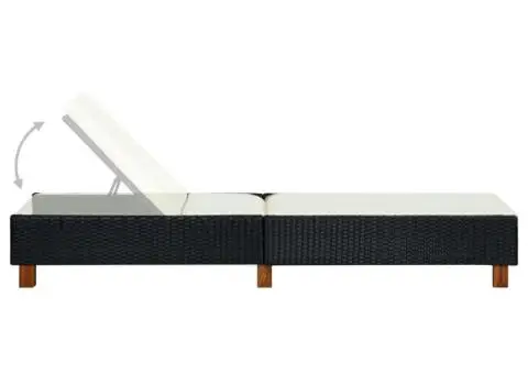 Șezlong cu pernă, negru, poliratan - 5/5