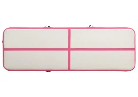 Saltea gimnastică gonflabilă cu pompă roz 500x100x15 cm PVC - 4/5