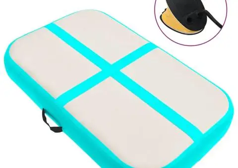 Saltea gimnastică gonflabilă cu pompă verde 60x100x10 cm PVC - 1/5