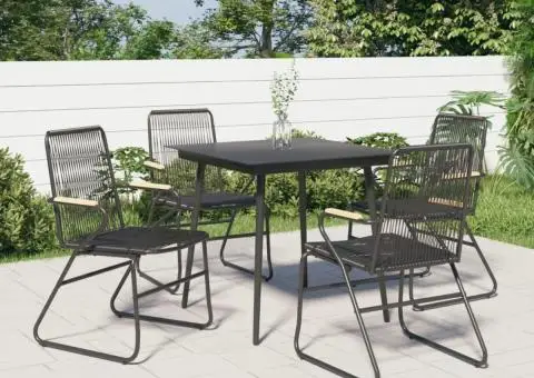 Scaune de grădină, 4 buc., negru, 58x59x85,5 cm, ratan PVC - 1/5