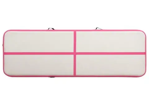 Saltea gimnastică gonflabilă cu pompă roz 300x100x15 cm PVC - 4/5