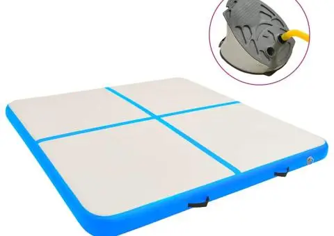 Saltea gimnastică gonflabilă cu pompă albastru 200x200x15cm PVC - 1/5