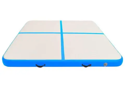 Saltea gimnastică gonflabilă cu pompă albastru 200x200x15cm PVC - 4/5