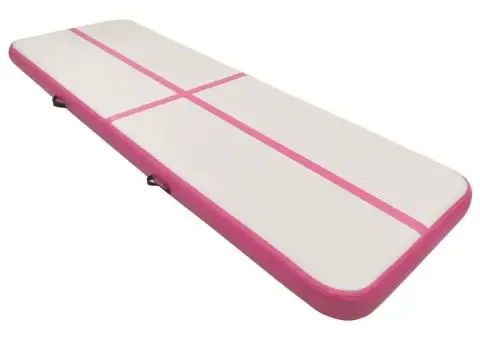 Saltea gimnastică gonflabilă cu pompă roz 400x100x20 cm PVC - 2/5
