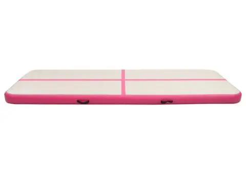 Saltea gimnastică gonflabilă cu pompă roz 400x100x20 cm PVC - 3/5