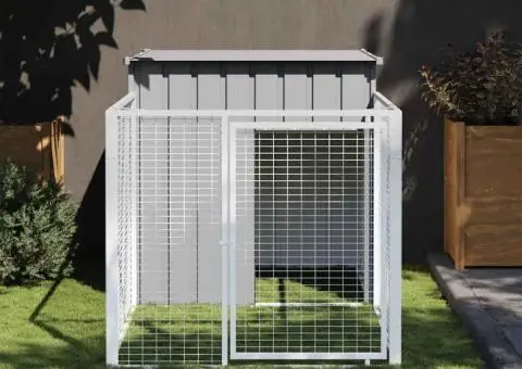 Cușcă de câine & țarc gri deschis 110x201x110cm oțel galvanizat - 1/5