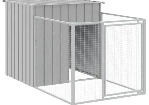 Cușcă de câine & țarc gri deschis 110x201x110cm oțel galvanizat - 2/5