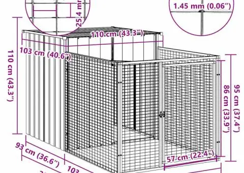 Cușcă de câine & țarc gri deschis 110x201x110cm oțel galvanizat - 5/5