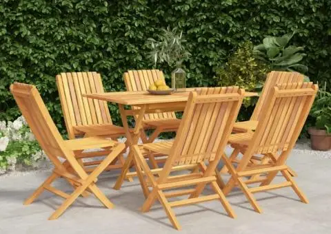 Set mobilier de grădină, 7 piese, lemn masiv de tec - 1/5