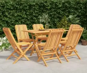 vidaXL Set mobilier de grădină, 7 piese, lemn masiv de tec