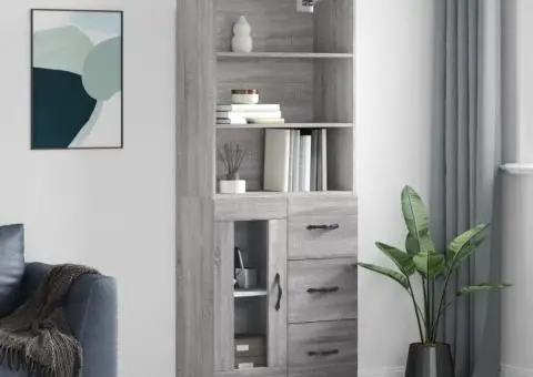 Dulap înalt, gri sonoma, 69,5x34x180 cm, lemn compozit - 1/5