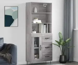 vidaXL Dulap înalt, gri sonoma, 69,5x34x180 cm, lemn compozit